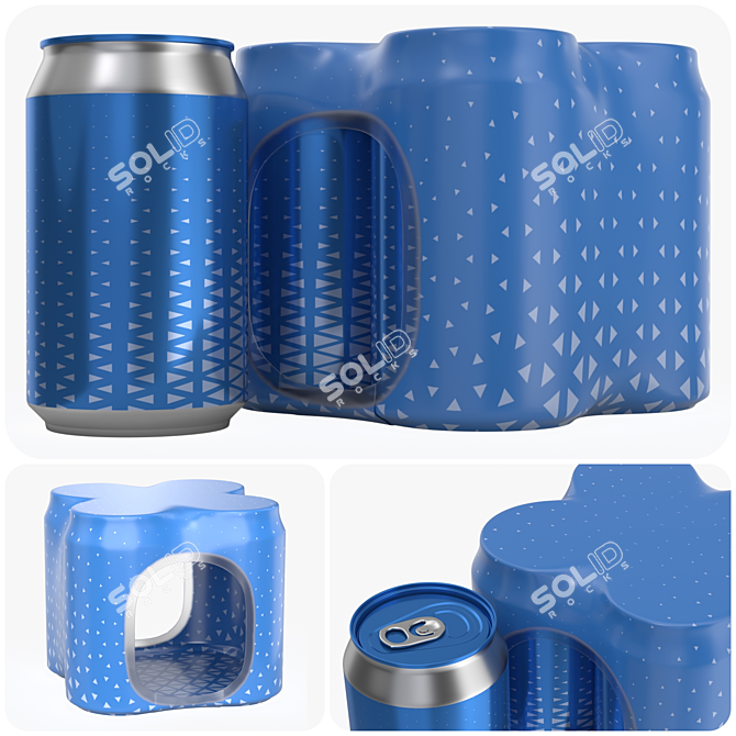 Standard 4 Can Beverage Packaging 3D model image 2