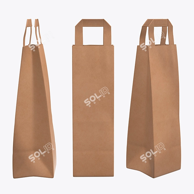 Slim Handle Paper Bag: 10.8cm x 10.7cm x 40.9cm 3D model image 1