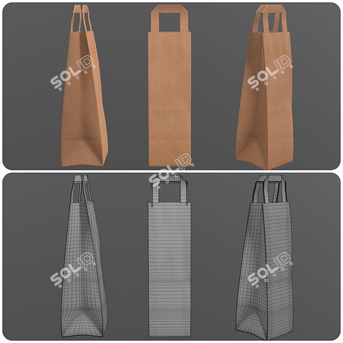 Slim Handle Paper Bag: 10.8cm x 10.7cm x 40.9cm 3D model image 2