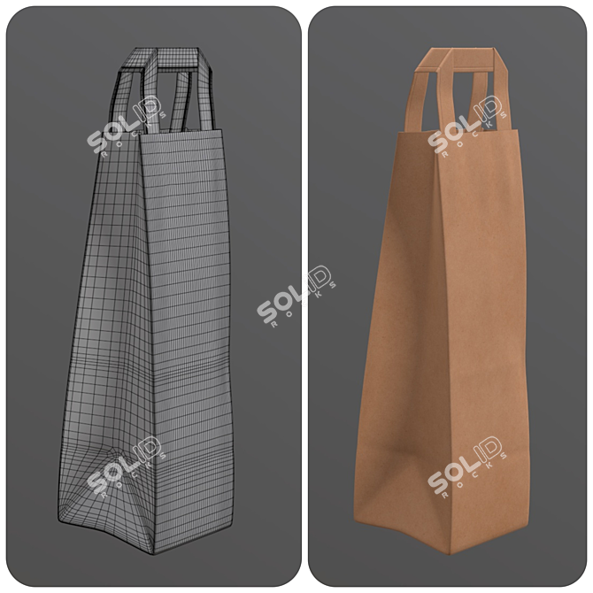 Slim Handle Paper Bag: 10.8cm x 10.7cm x 40.9cm 3D model image 3