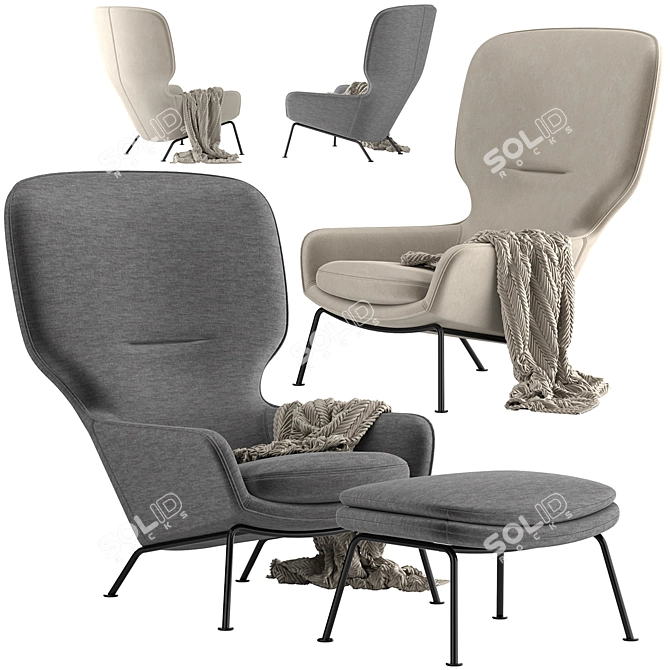 Boconcept Dublin Chair and Footstool Set 3D model image 1