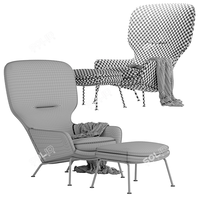 Boconcept Dublin Chair and Footstool Set 3D model image 5