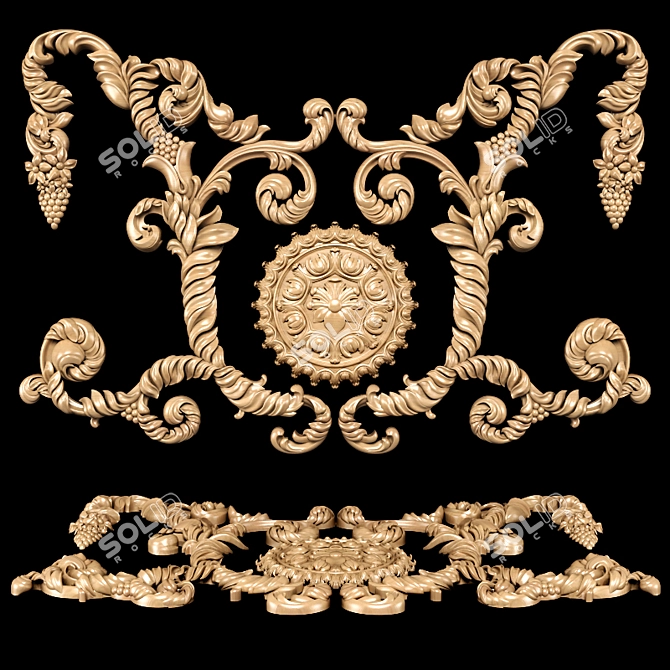 Baroque Carving: Detailed CNC & Rendering Model 3D model image 1