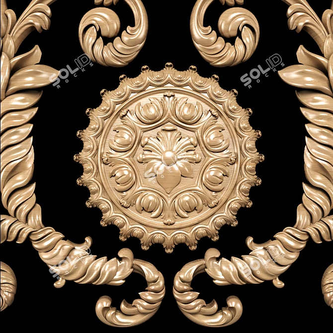 Baroque Carving: Detailed CNC & Rendering Model 3D model image 2