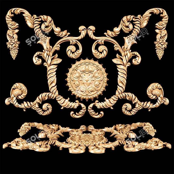 Baroque Carving: Detailed CNC & Rendering Model 3D model image 3