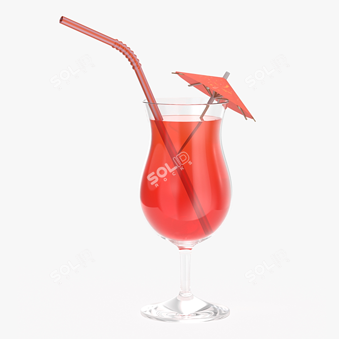 Tropical Tulip Glass with Straw & Umbrella 3D model image 1