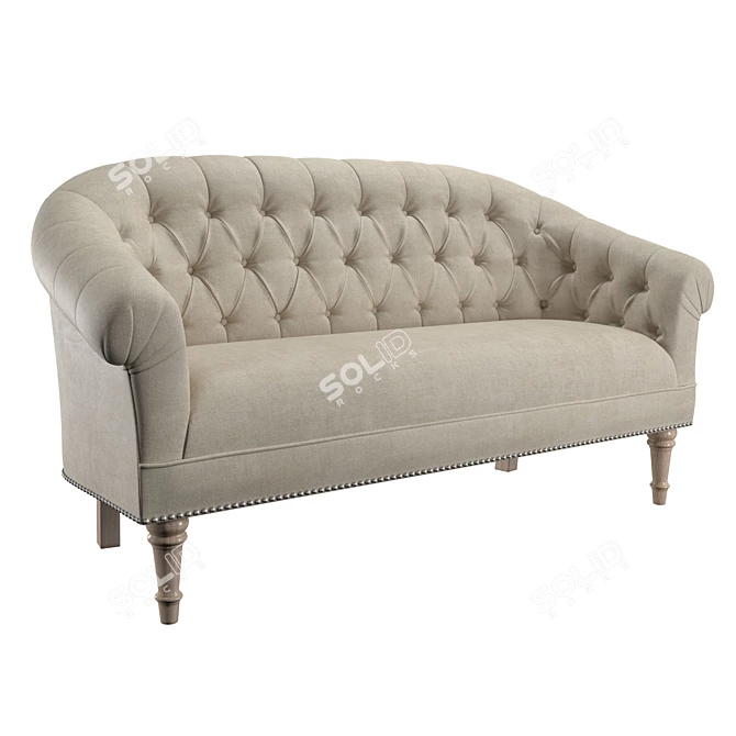 Elegant Tufted Loveseat 3D model image 1