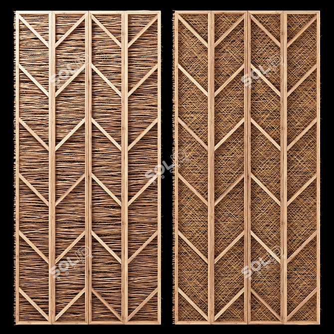 Rustic Wood Branch Ceiling 3D model image 2