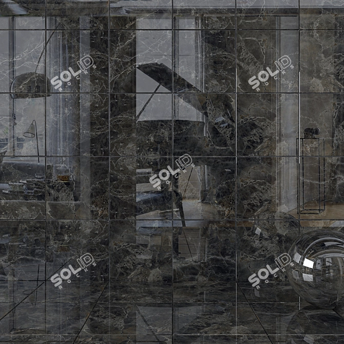 Anthracite Alpha Wall Tiles Set 3D model image 1