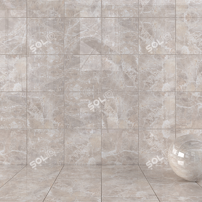 Alpha Beige Wall Tiles: High-Definition Multi-Texture Set 3D model image 1