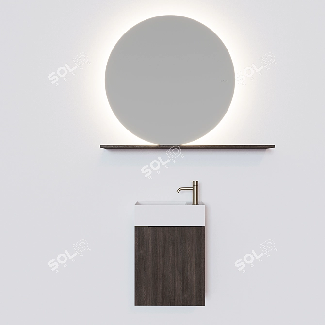 Inbani Facett: Compact and Stylish Bathroom Sink 3D model image 4