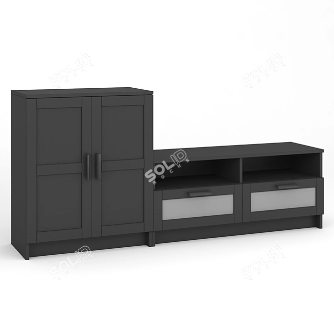 Sleek TV Storage Solution 3D model image 2