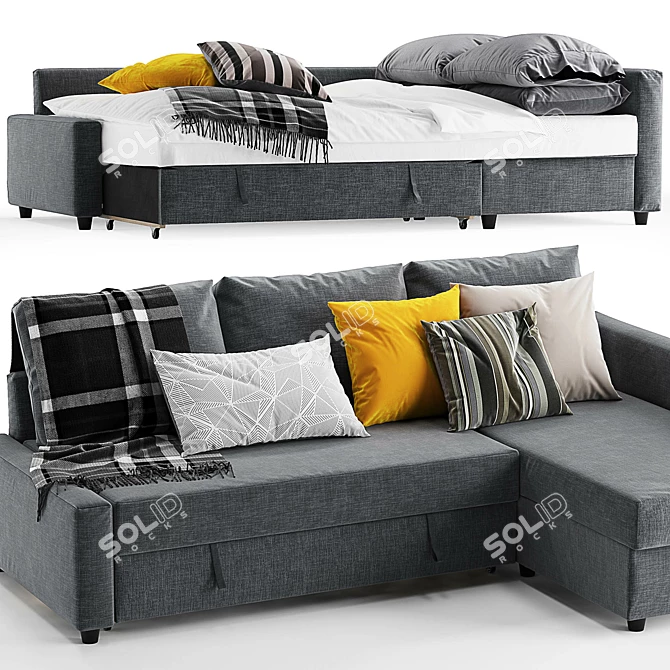 Ikea Friheten Corner Sofa Bed - Stylish and Space-Saving 3D model image 3