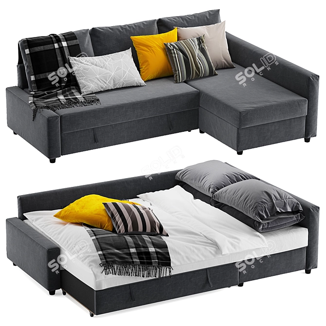 Ikea Friheten Corner Sofa Bed - Stylish and Space-Saving 3D model image 7