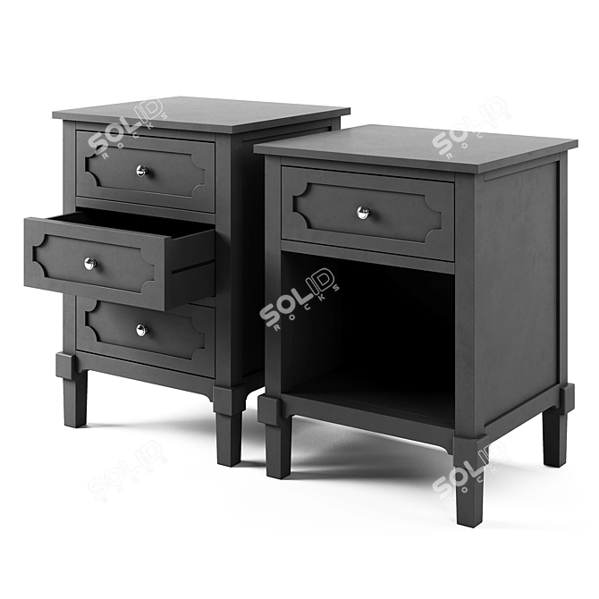 Vintage-inspired Side Table with Storage 3D model image 2