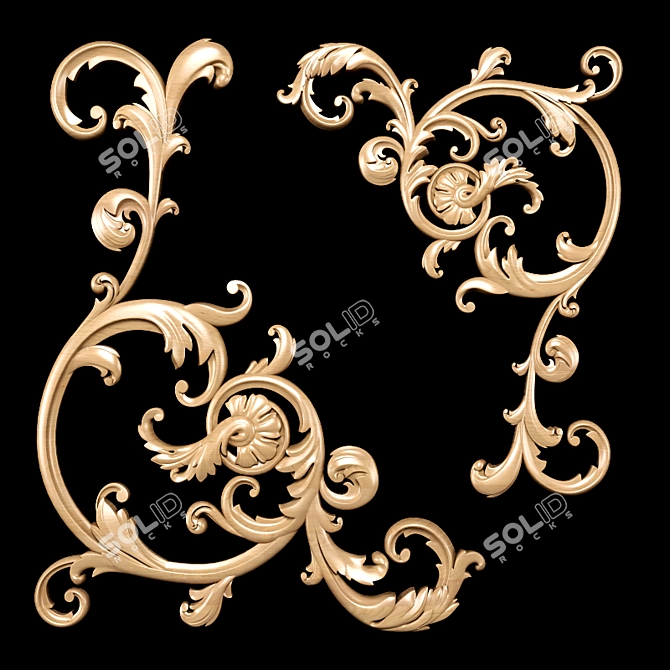 Title: Baroque Carving Trim: High-Quality Ornamental Detailing 3D model image 1