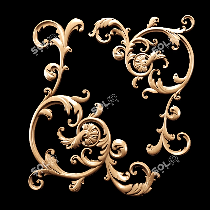 Title: Baroque Carving Trim: High-Quality Ornamental Detailing 3D model image 6