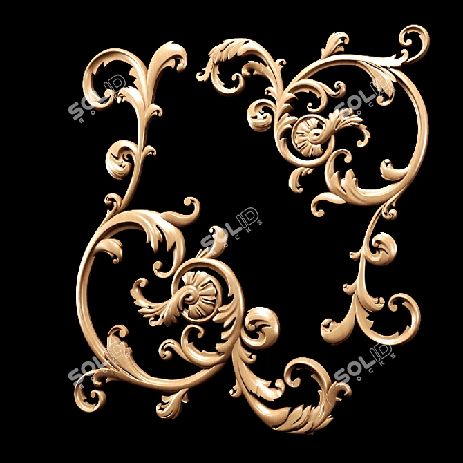 Title: Baroque Carving Trim: High-Quality Ornamental Detailing 3D model image 7