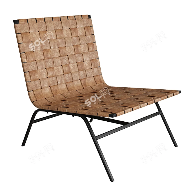 Camel Leather Armchair: Stylish & Durable 3D model image 2