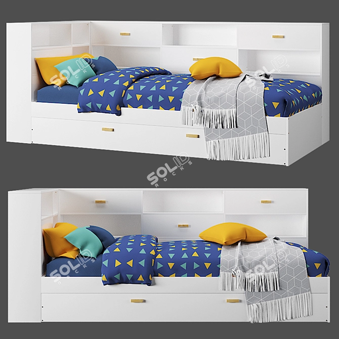 YANN Children's Bed with Shelves: Organize and Sleep 3D model image 5