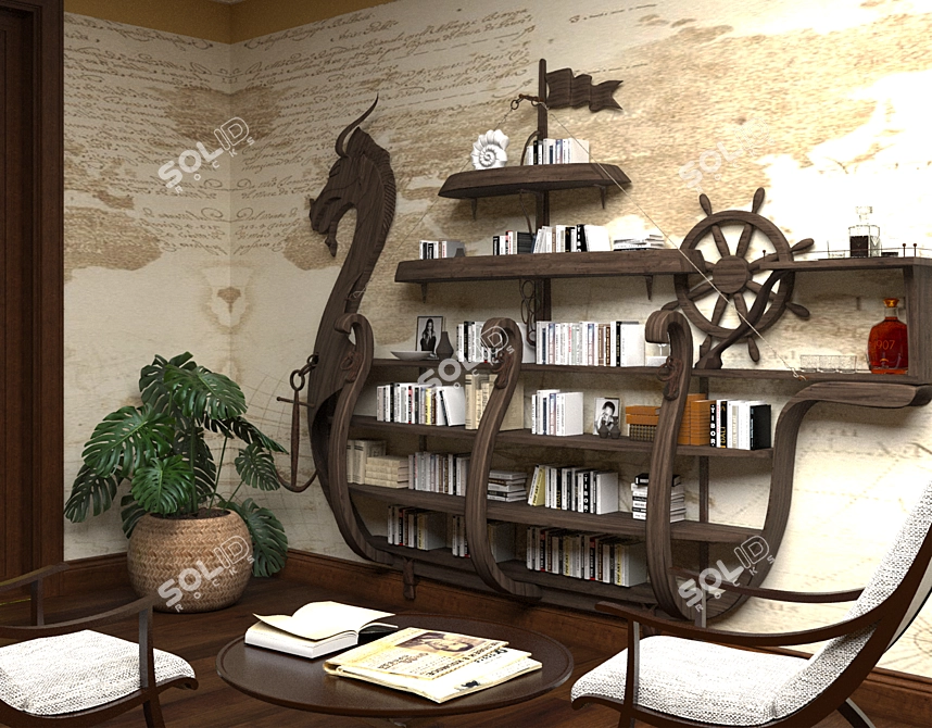 Viking Dracar Bookshelf 3D model image 3