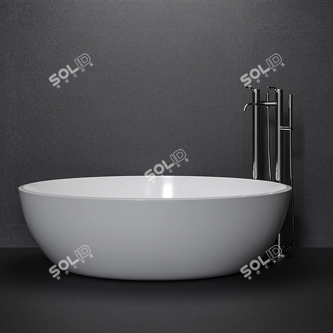 Sleek Round Fischer Bathtub 3D model image 1