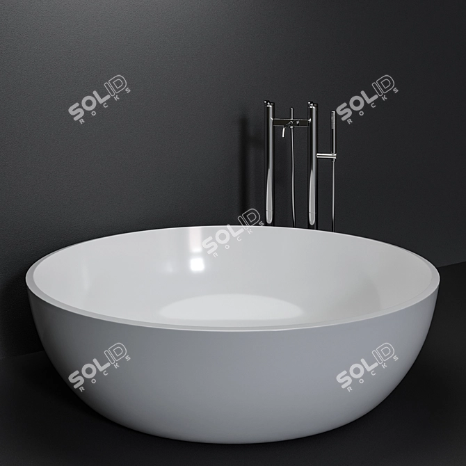 Sleek Round Fischer Bathtub 3D model image 2