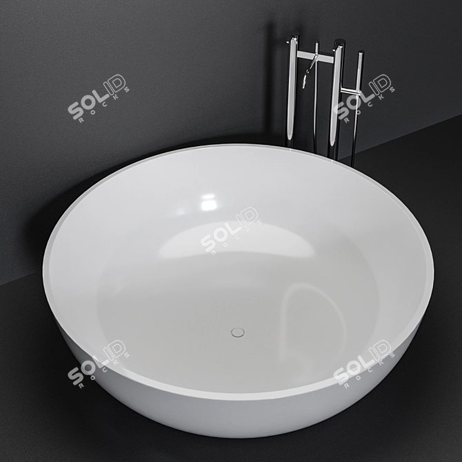 Sleek Round Fischer Bathtub 3D model image 3