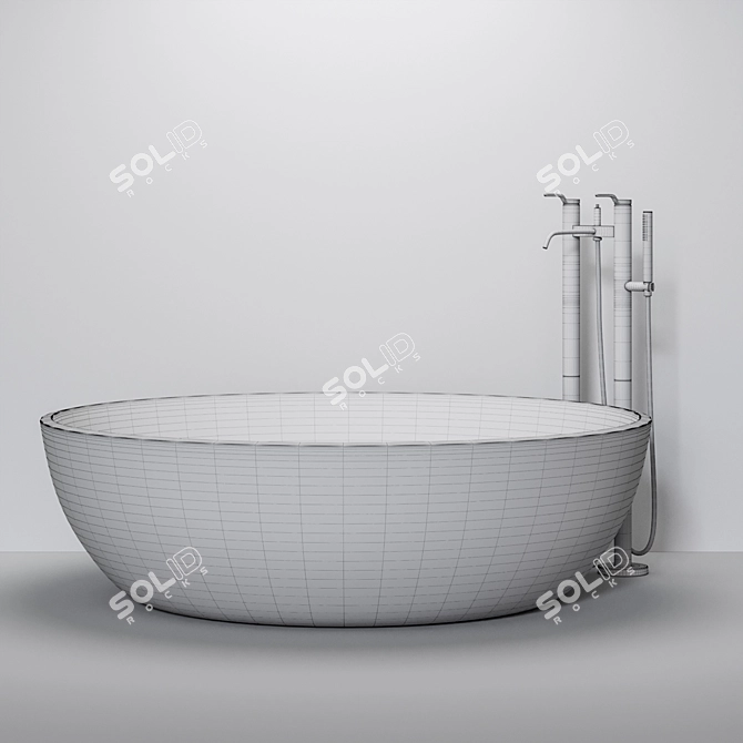 Sleek Round Fischer Bathtub 3D model image 5