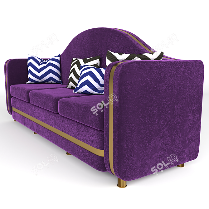 Elegant Plum Velvet Sofa 3D model image 2