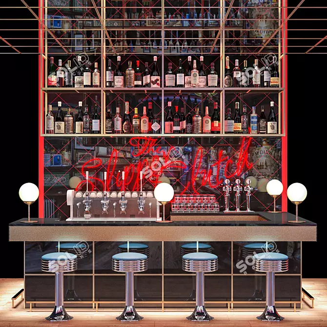 JC Counter Bar 4: Stylish and Functional 3D model image 1