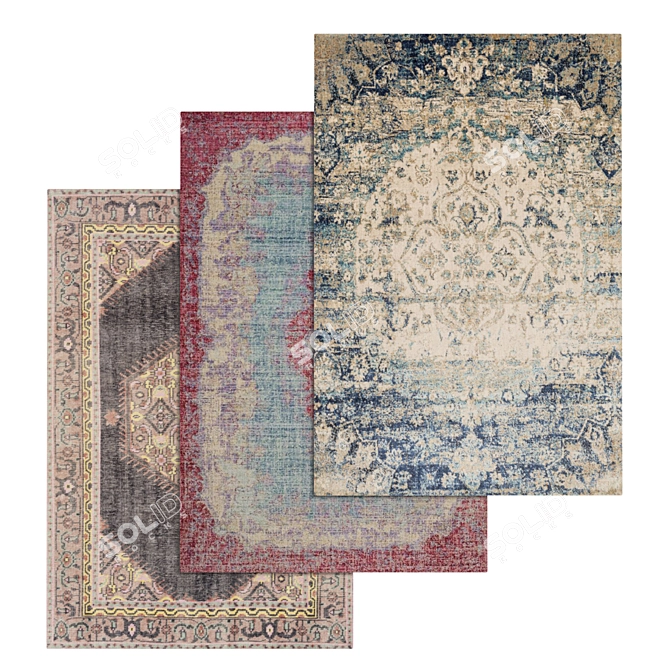 Elegant Carpet Set: High-Quality Textures 3D model image 1