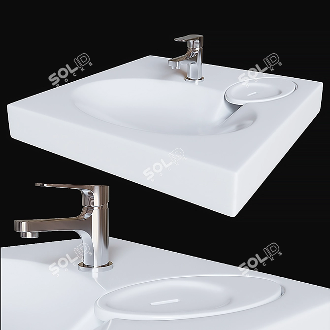 PAA Claro Sink with Removable Soap Dish - Perfect for Overwashing Machines (60cm x 60cm) 3D model image 1