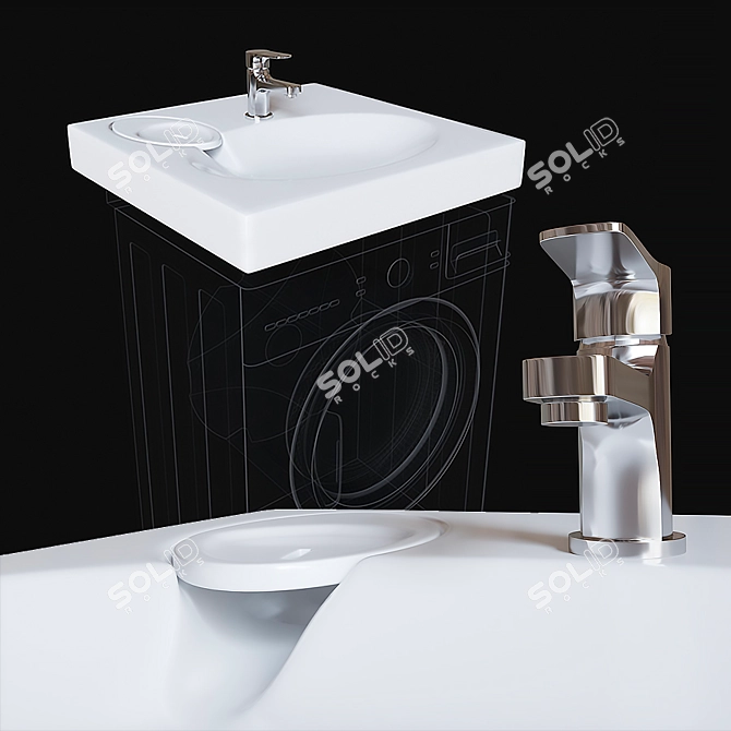 PAA Claro Sink with Removable Soap Dish - Perfect for Overwashing Machines (60cm x 60cm) 3D model image 2