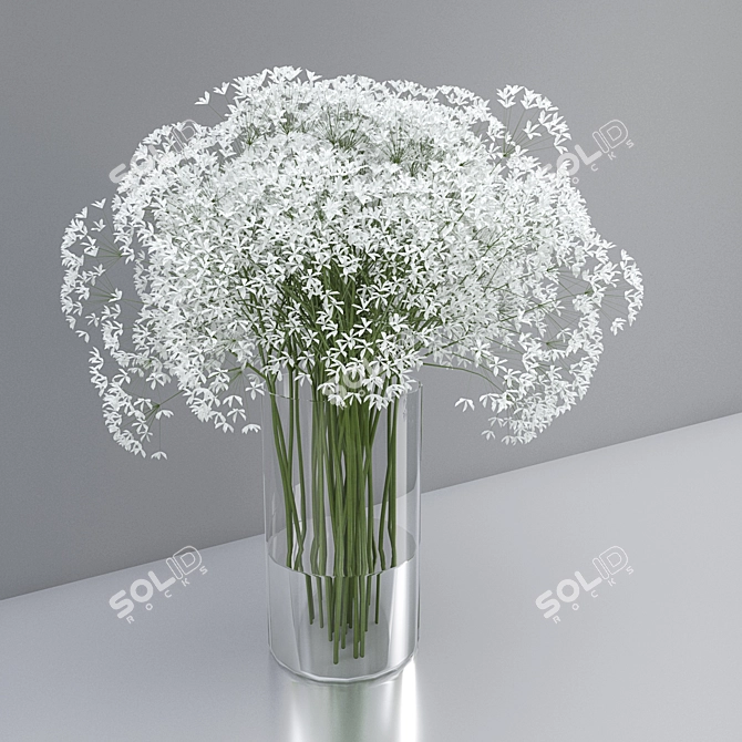 Elegant Floral Arrangement in Glass Vase 3D model image 2