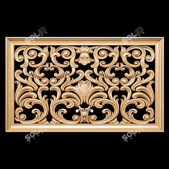 Title: Baroque Carved Decorative Screen 3D model image 2