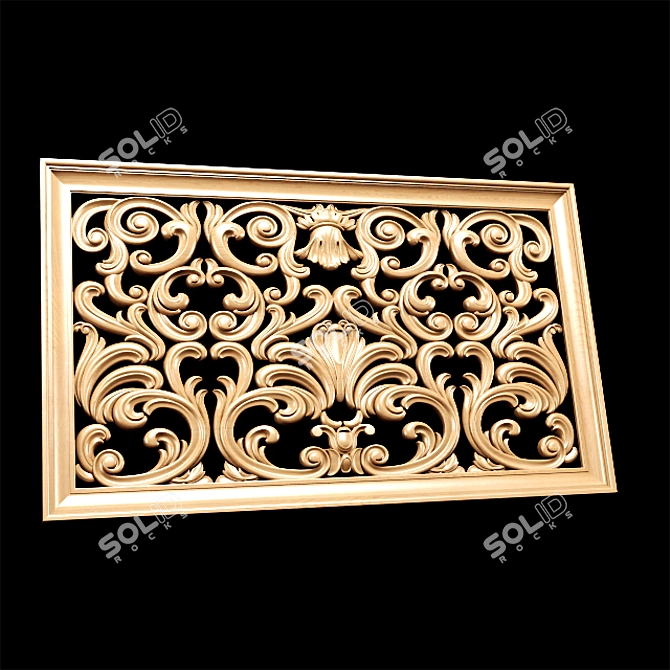 Title: Baroque Carved Decorative Screen 3D model image 3