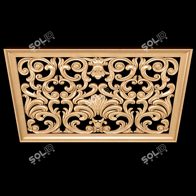 Title: Baroque Carved Decorative Screen 3D model image 4