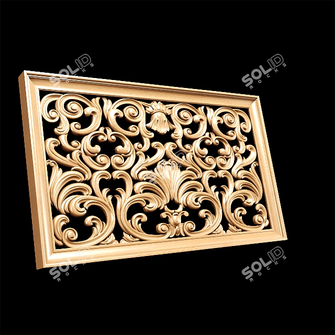 Title: Baroque Carved Decorative Screen 3D model image 5