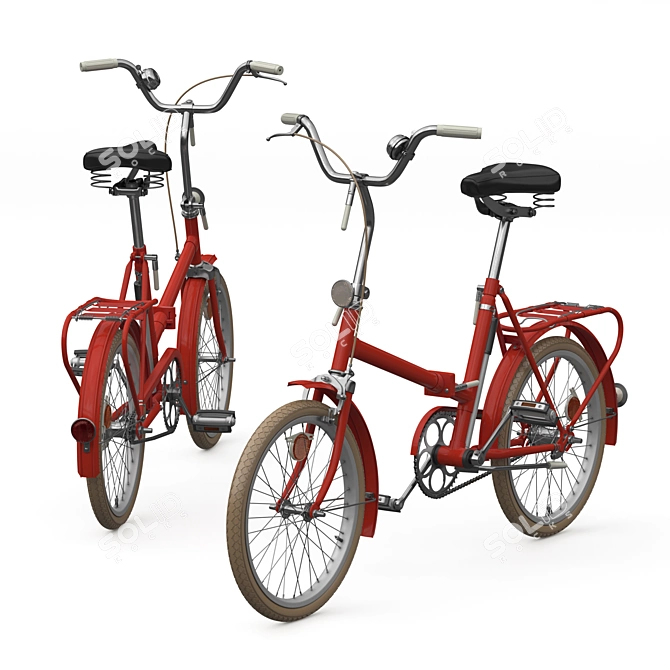 Vintage Soviet Folding Bike 3D model image 2