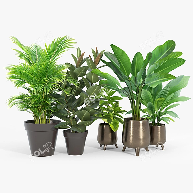 Lifelike Calathea Décor: Faux Potted Elegance 3D model image 4