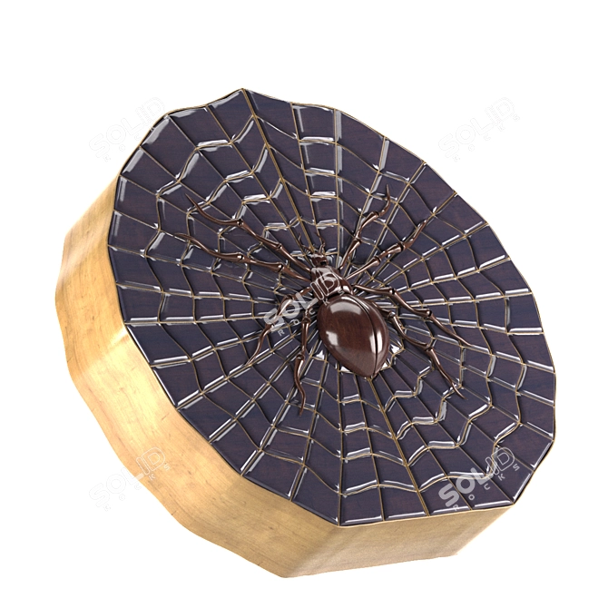 Handcrafted Wood Spider Box 3D model image 4