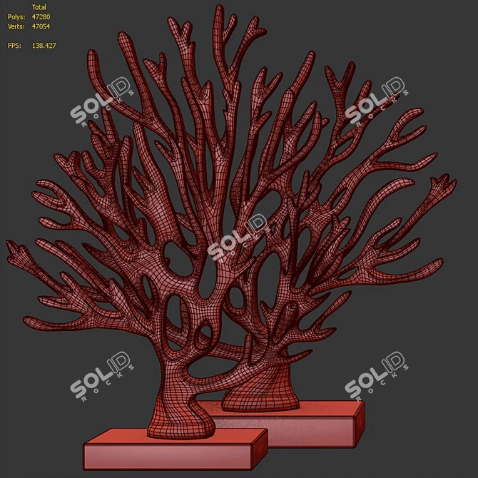 Golden Coral Decor Element 3D model image 5