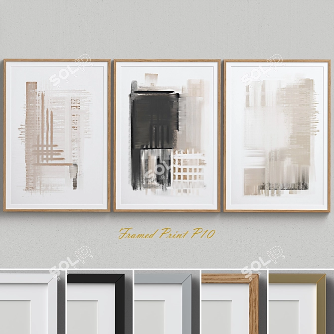 Scandinavian Minimalist Framed Print Set 3D model image 1