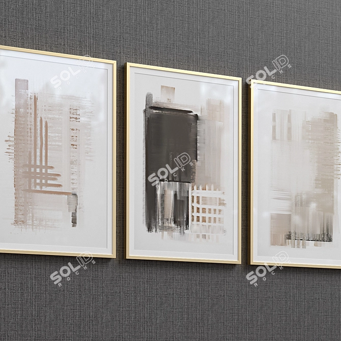 Scandinavian Minimalist Framed Print Set 3D model image 2