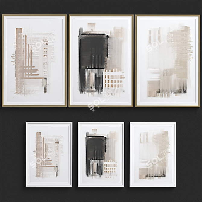 Scandinavian Minimalist Framed Print Set 3D model image 3