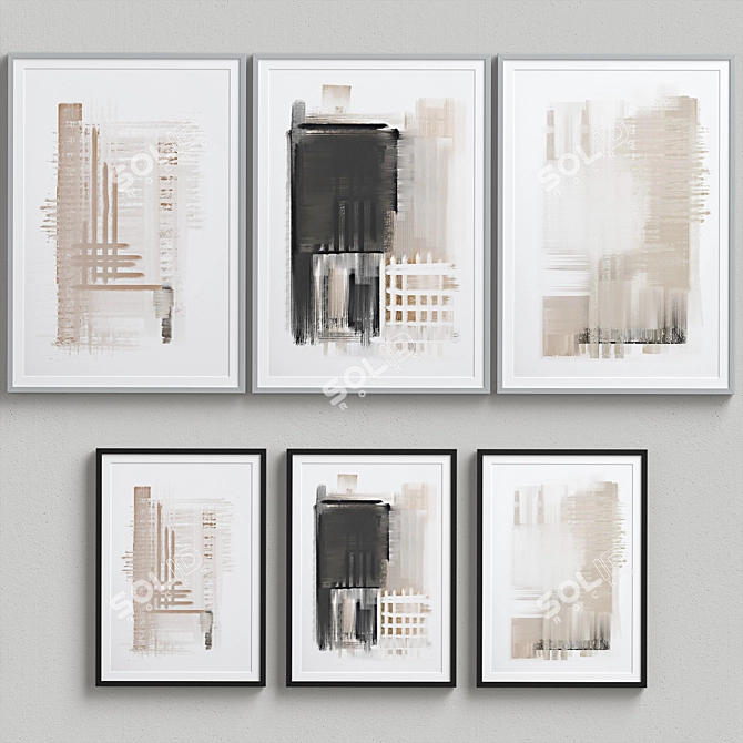 Scandinavian Minimalist Framed Print Set 3D model image 4