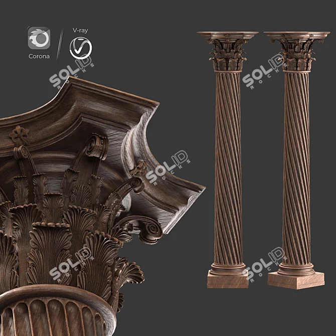  3Dmax Roman Column Sculpture 3D model image 1