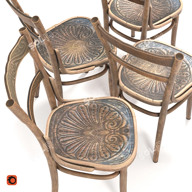 Vintage Vienna Chairs: Jacob & Josef Kohn 3D model image 4