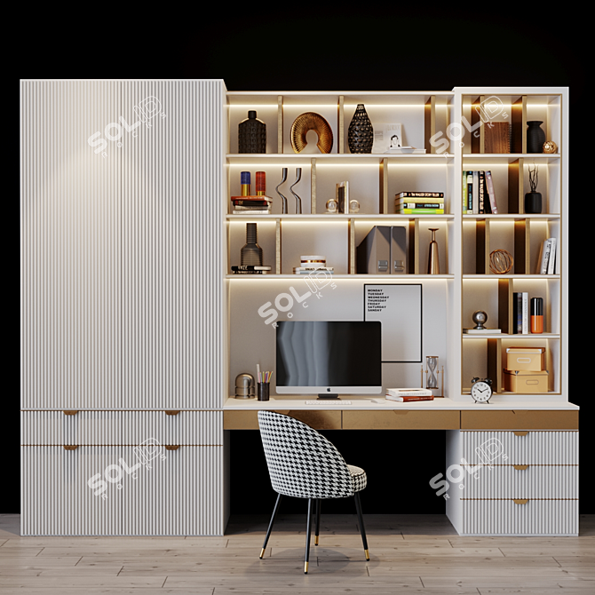 Modern Workplace Zone with Eichholtz Cooper Dining Chair 3D model image 1